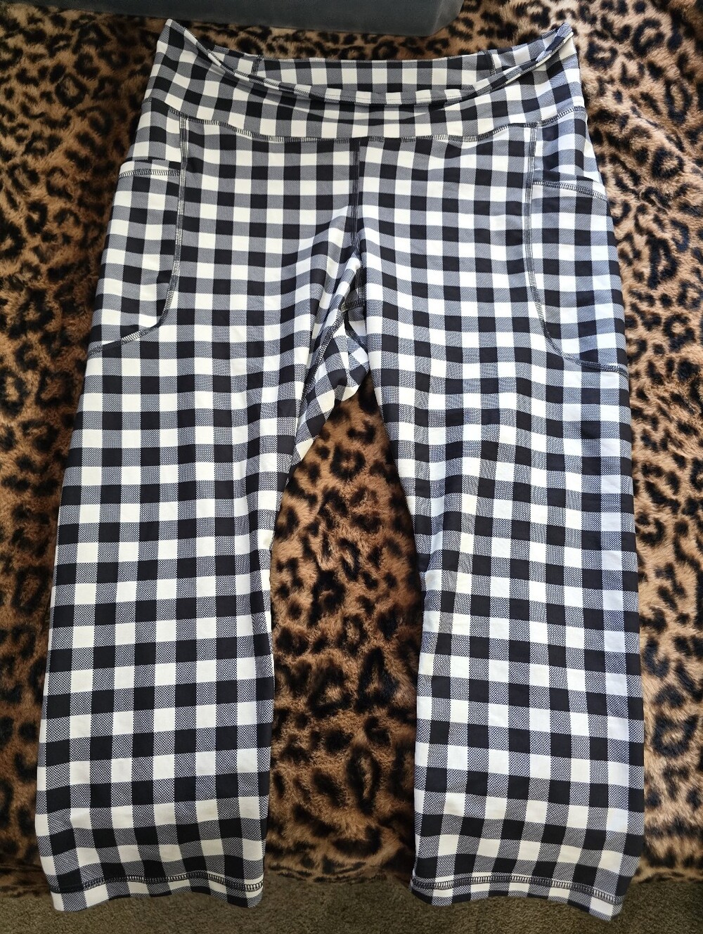 Old Navy Navy Gingham Active Crop Legging W/ Pockets Size XL